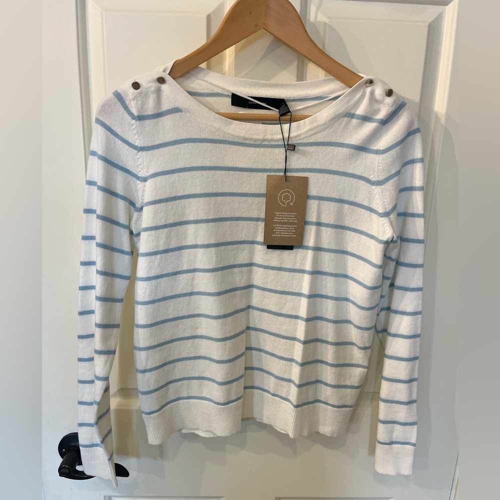 VERO MODA Striped White and Blue Sweater
